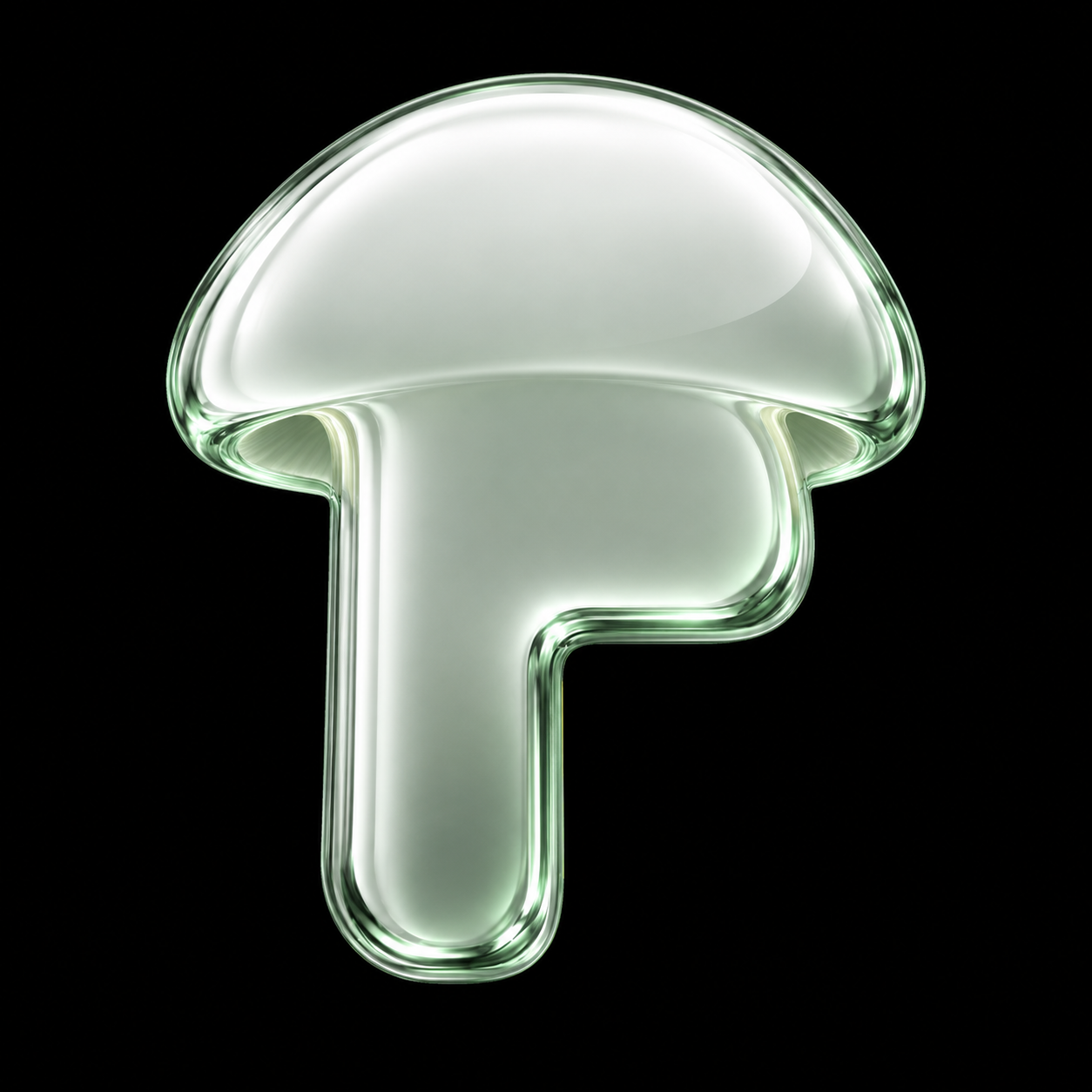 The milky glass Pons-inspired P shaped into a mushroom.